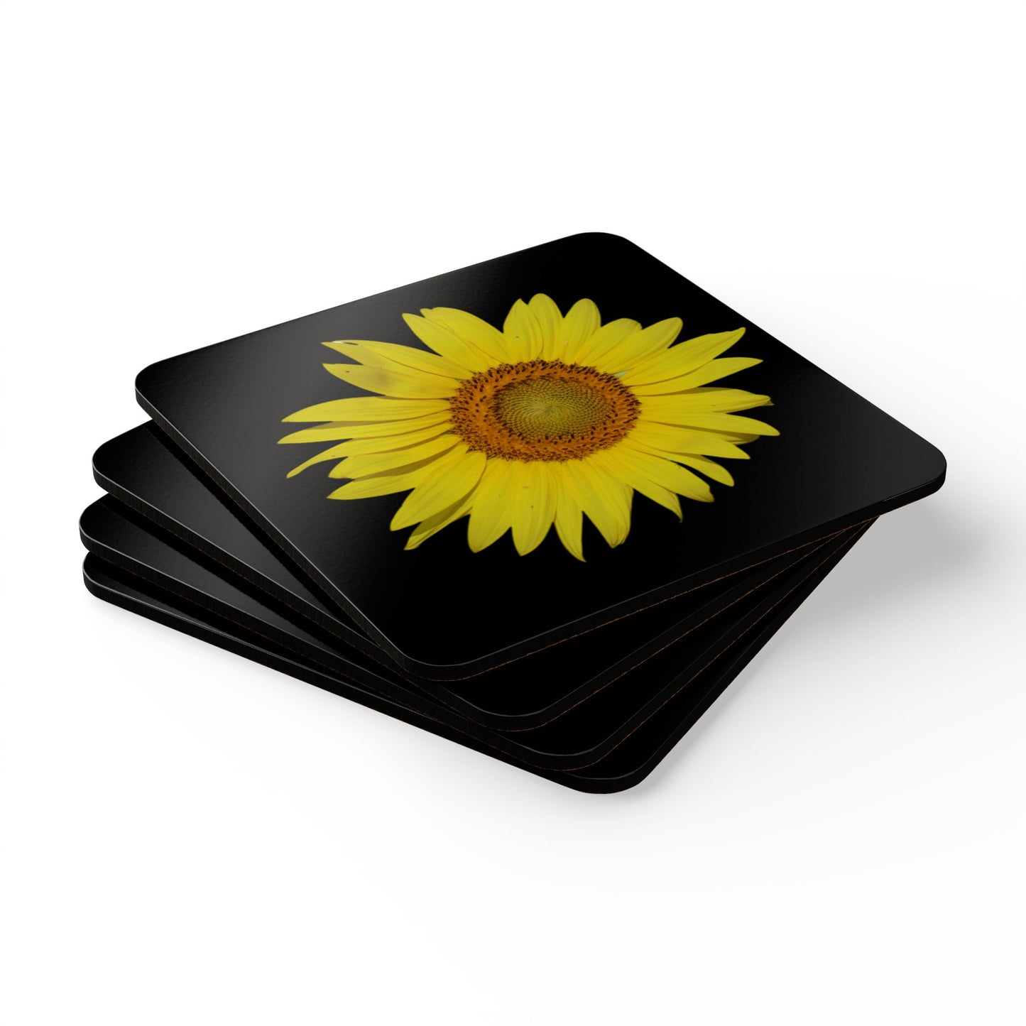 Sunflower Corkwood Coaster Set